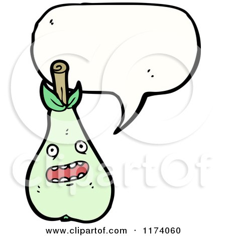 Cartoon of Pear with Conversation Bubble - Royalty Free Vector Illustration by lineartestpilot