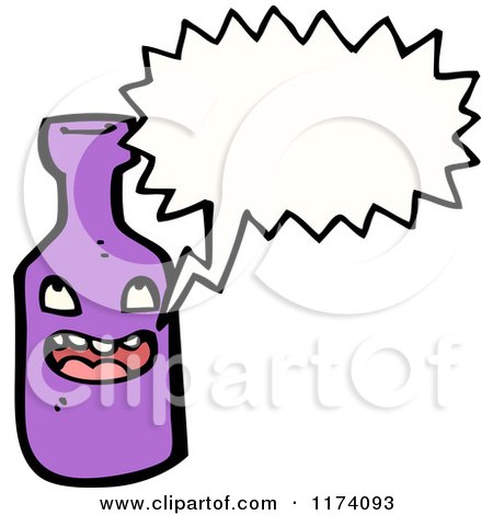 Cartoon of Talking Bottle with Conversation Bubble - Royalty Free Vector Illustration by lineartestpilot