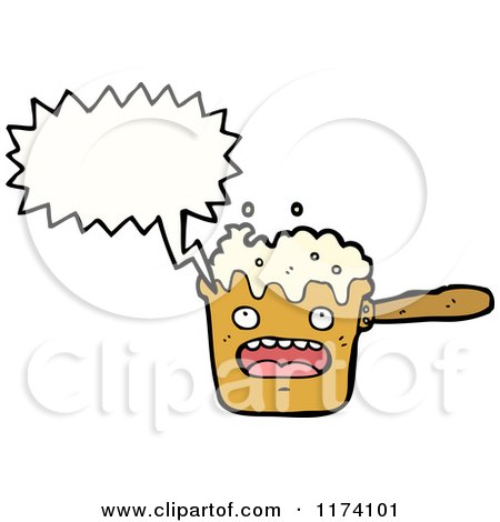 Cartoon of Cooking Pot with Conversation Bubble - Royalty Free Vector Illustration by lineartestpilot