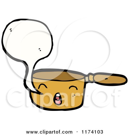Cartoon of Cooking Pot with Conversation Bubble - Royalty Free Vector Illustration by lineartestpilot