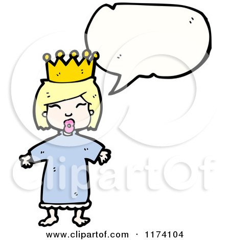 Cartoon of Queen or Princess with Conversation Bubble - Royalty Free Vector Illustration by lineartestpilot