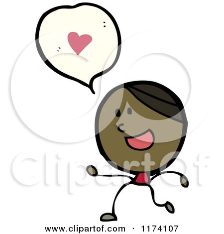 Cartoon of Stick Man with Heart Conversation Bubble - Royalty Free Vector Illustration by lineartestpilot