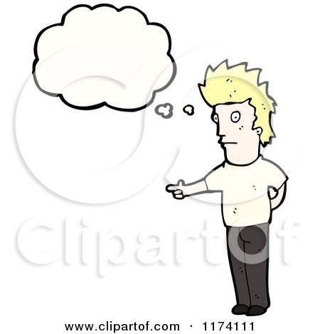 Cartoon of Blonde Man with Cnversation Bubble - Royalty Free Vector Illustration by lineartestpilot