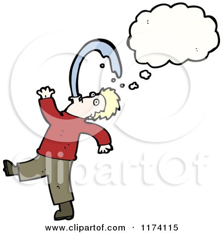 Cartoon of Blonde Man with Conversation Bubble Spitting - Royalty Free Vector Illustration by lineartestpilot