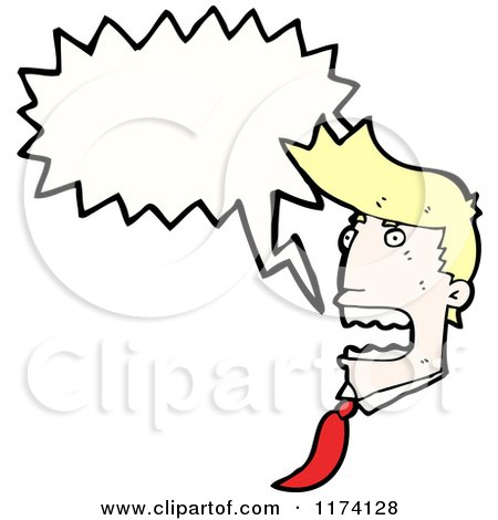 Cartoon of Blonde Man's Head with Conversation Bubble - Royalty Free Vector Illustration by lineartestpilot