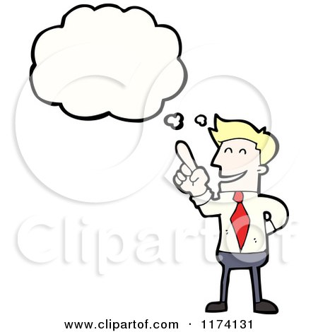Cartoon of Blonde Businessman with Conversation Bubble - Royalty Free Vector Illustration by lineartestpilot