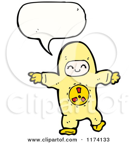 Cartoon of Child in Space Costume with Conversation Bubble - Royalty Free Vector Illustration by lineartestpilot