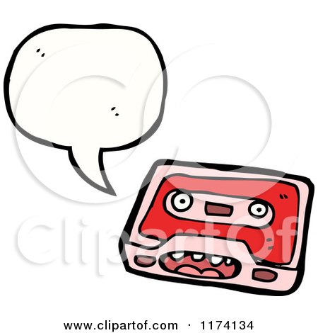 Cartoon of Cassette Tape with Conversation Bubble - Royalty Free Vector Illustration by lineartestpilot