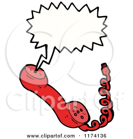 Cartoon of Red Phone with Conversation Bubble - Royalty Free Vector Illustration by lineartestpilot