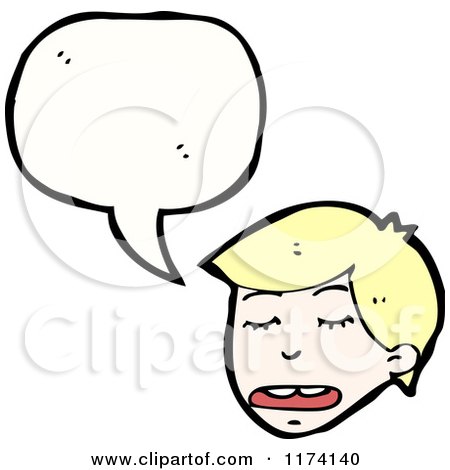 Cartoon of Blonde Boy with Conversation Bubble - Royalty Free Vector Illustration by lineartestpilot