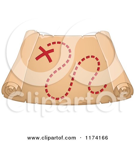 Cartoon of a Red X and Path an an Old - Royalty Free Vector Clipart by visekart