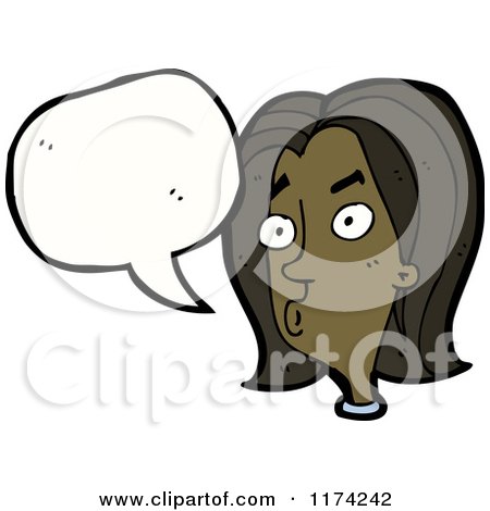 Cartoon of an African American Woman Whistling with a Conversation Bubble - Royalty Free Vector Illustration by lineartestpilot