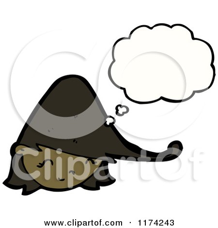 Cartoon of an African American Girl's Head with a Conversation Bubble - Royalty Free Vector Illustration by lineartestpilot