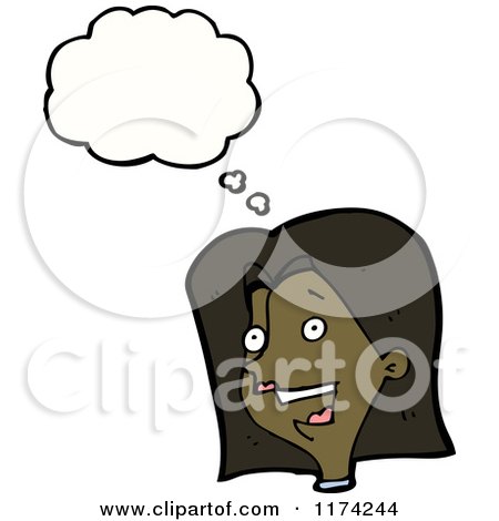 Cartoon of an African American Woman's Head with a Conversation Bubble - Royalty Free Vector Illustration by lineartestpilot