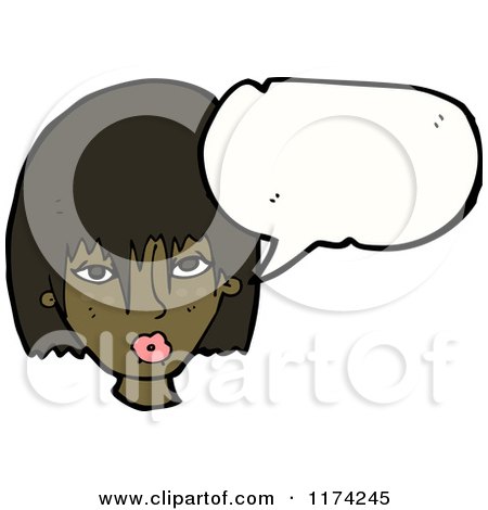Cartoon of an African American Woman's Head with a Conversation Bubble - Royalty Free Vector Illustration by lineartestpilot