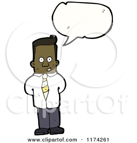 Cartoon of an African American Doctor with a Conversation Bubble - Royalty Free Vector Illustration by lineartestpilot