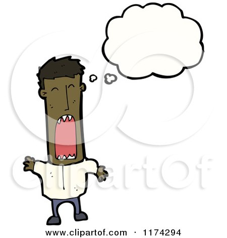 Cartoon of an African American Man Yawning with a Conversation Bubble - Royalty Free Vector Illustration by lineartestpilot