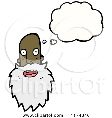 Cartoon of an African American Man with a Beard and a Conversation Bubble - Royalty Free Vector Illustration by lineartestpilot