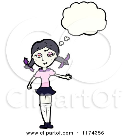 Cartoon of a Blonde Girl with Pigtails with a Conversation Bubble - Royalty Free Vector Illustration by lineartestpilot