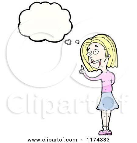 Cartoon of a Blonde Woman with a Conversation Bubble - Royalty Free Vector Illustration by lineartestpilot