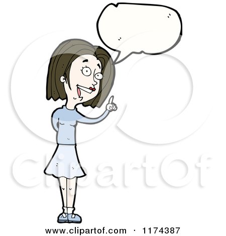 Cartoon of a Woman with a Conversation Bubble - Royalty Free Vector Illustration by lineartestpilot