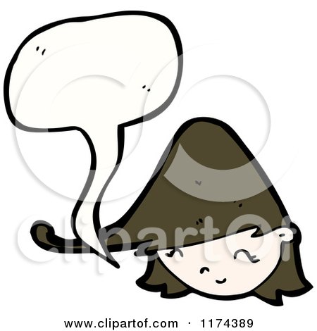Cartoon of a Girl with a Conversation Bubble - Royalty Free Vector Illustration by lineartestpilot