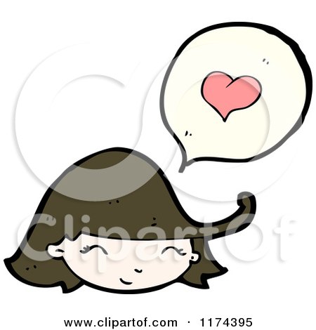 Cartoon of a Girl with a Heart Conversation Bubble - Royalty Free Vector Illustration by lineartestpilot