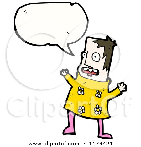 Cartoon of a Girl with a Conversation Bubble - Royalty Free Vector Illustration by lineartestpilot