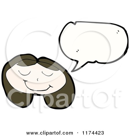 Cartoon of a Girl with a Conversation Bubble - Royalty Free Vector Illustration by lineartestpilot