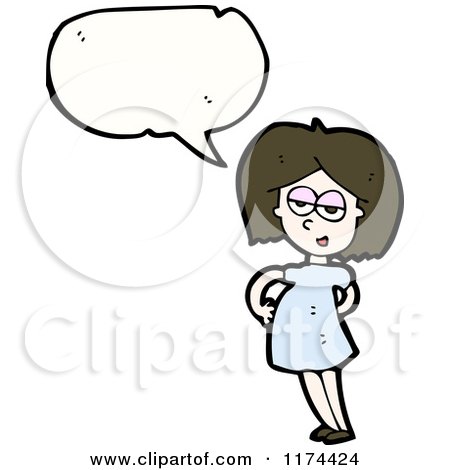 Cartoon of a Girl with a Conversation Bubble - Royalty Free Vector Illustration by lineartestpilot