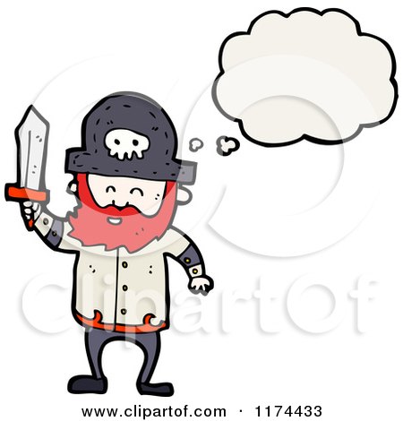 Cartoon of a Pirate with a Conversation Bubble - Royalty Free Vector Illustration by lineartestpilot