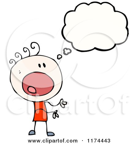 Cartoon of a Stick Person with a Conversation Bubble - Royalty Free Vector Illustration by lineartestpilot