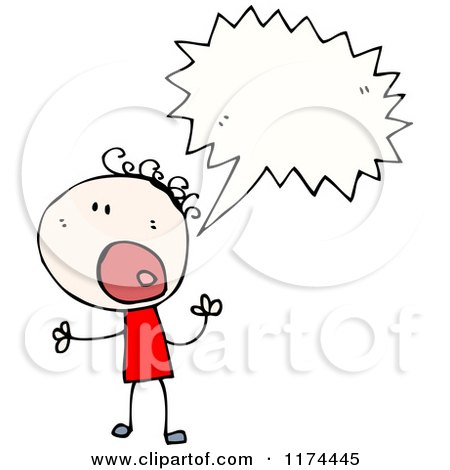 Cartoon of a Stick Person Yelling with a Conversation Bubble - Royalty Free Vector Illustration by lineartestpilot