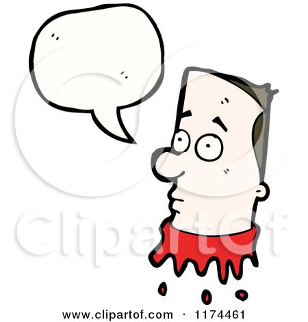 Cartoon of a Man's Severed Head with a Conversation Bubble - Royalty Free Vector Illustration by lineartestpilot