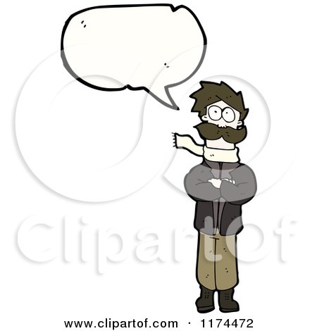 Cartoon of a Avaitor with a Conversation Bubble - Royalty Free Vector Illustration by lineartestpilot