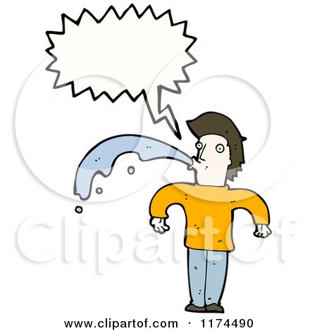 Cartoon of a Spitting Man Wearing a Sweater with a Conversation Bubble - Royalty Free Vector Illustration by lineartestpilot