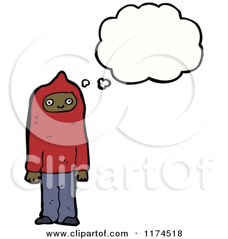 Cartoon of an African American Boy Wearing a Hoodie with a Conversation Bubble - Royalty Free Vector Illustration by lineartestpilot