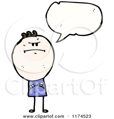 Cartoon of an Angry Stick Person with a Conversation Bubble - Royalty Free Vector Illustration by lineartestpilot