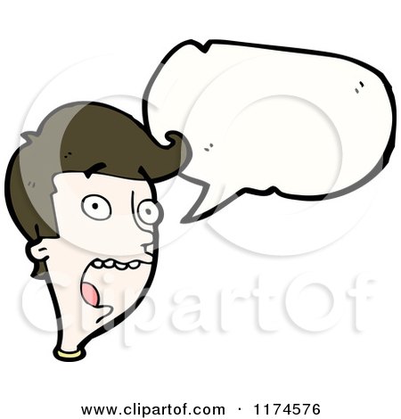 Cartoon of a Man with a Conversation Bubble - Royalty Free Vector Illustration by lineartestpilot