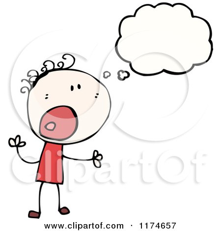 Cartoon of a Stick Person with a Conversation Bubble - Royalty Free Vector Illustration by lineartestpilot