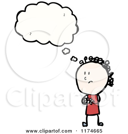 Cartoon of a Stick Person with a Conversation Bubble - Royalty Free Vector Illustration by lineartestpilot