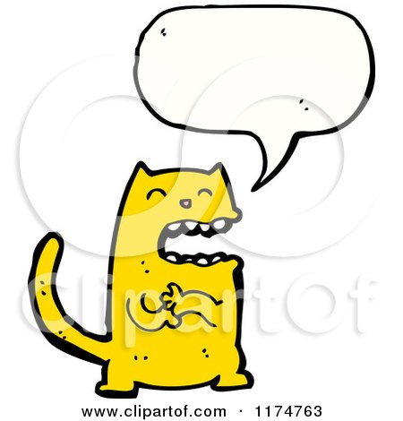 Cartoon of a Yellow Monster with a Conversation Bubble - Royalty Free Vector Illustration by lineartestpilot