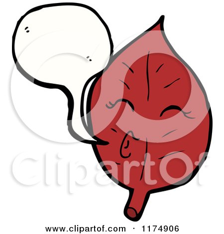 Cartoon of a Red Whistling Leaf with a Conversation Bubble - Royalty Free Vector Illustration by lineartestpilot