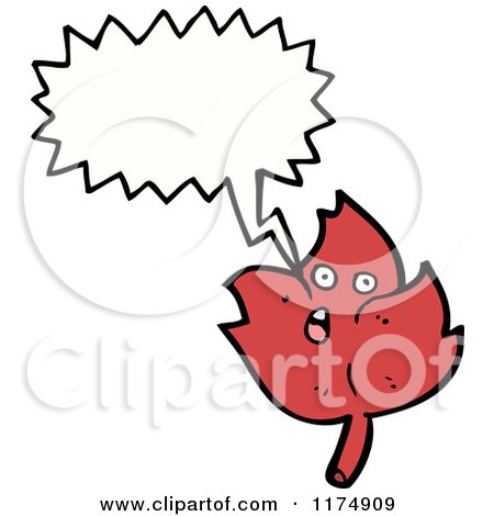 Cartoon of a Red Leaf with a Conversation Bubble - Royalty Free Vector Illustration by lineartestpilot