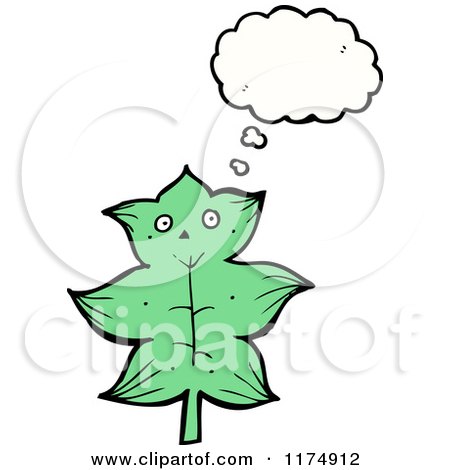 Cartoon of a Green Leaf with a Conversation Bubble - Royalty Free Vector Illustration by lineartestpilot