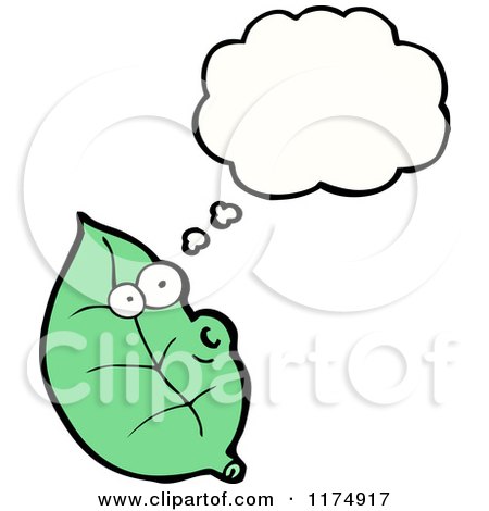 Cartoon of a Whistling Leaf with a Conversation Bubble - Royalty Free Vector Illustration by lineartestpilot