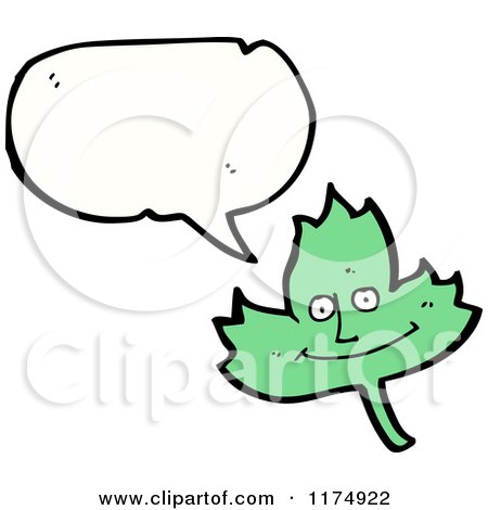 Cartoon of a Green Leaf with a Conversation Bubble - Royalty Free Vector Illustration by lineartestpilot