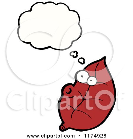 Cartoon of a Red Whistling Leaf with a Conversation Bubble - Royalty Free Vector Illustration by lineartestpilot