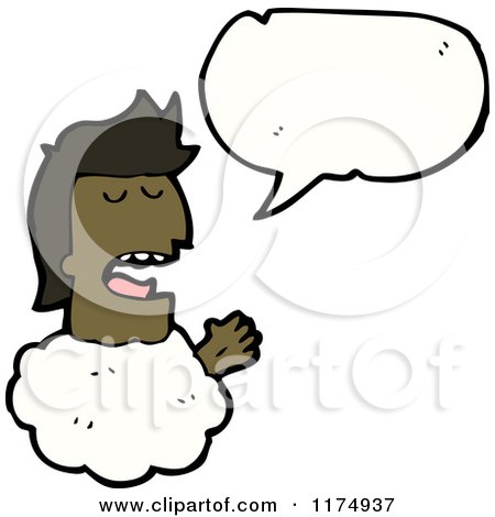 Cartoon of an African American Girl's Head in the Clouds with a Conversation Bubble - Royalty Free Vector Illustration by lineartestpilot