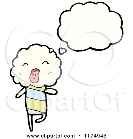 Cartoon of a Cloud with a Body and a Conversation Bubble - Royalty Free Vector Illustration by lineartestpilot